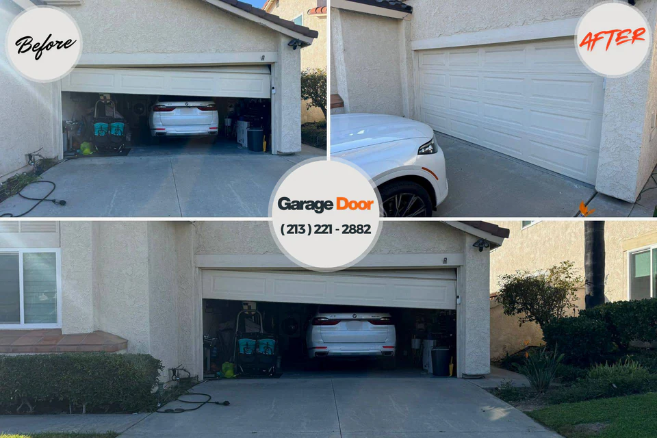 Before and after: garage door repair Gurnee, IL